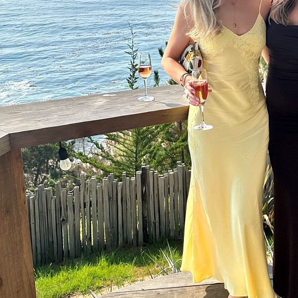 Yellow Silk Slip Dress Bardot - Picture 10 of 11